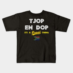 Tjop En Dop Classic South African Braai Family Kids T-Shirt